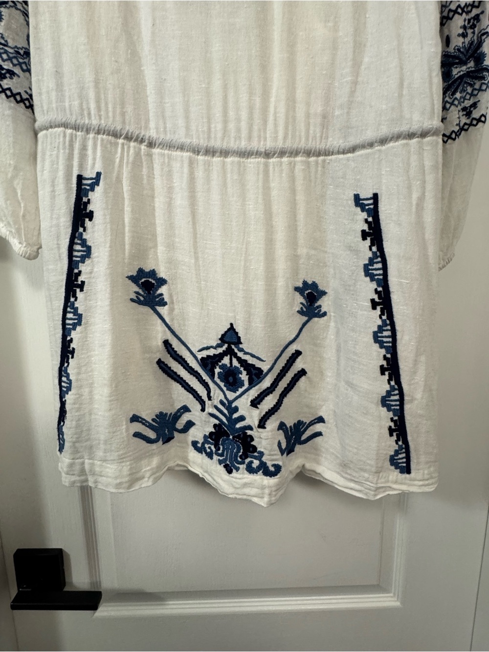Free People White Knit Dress with Blue Embroidery - Picture 12 of 16